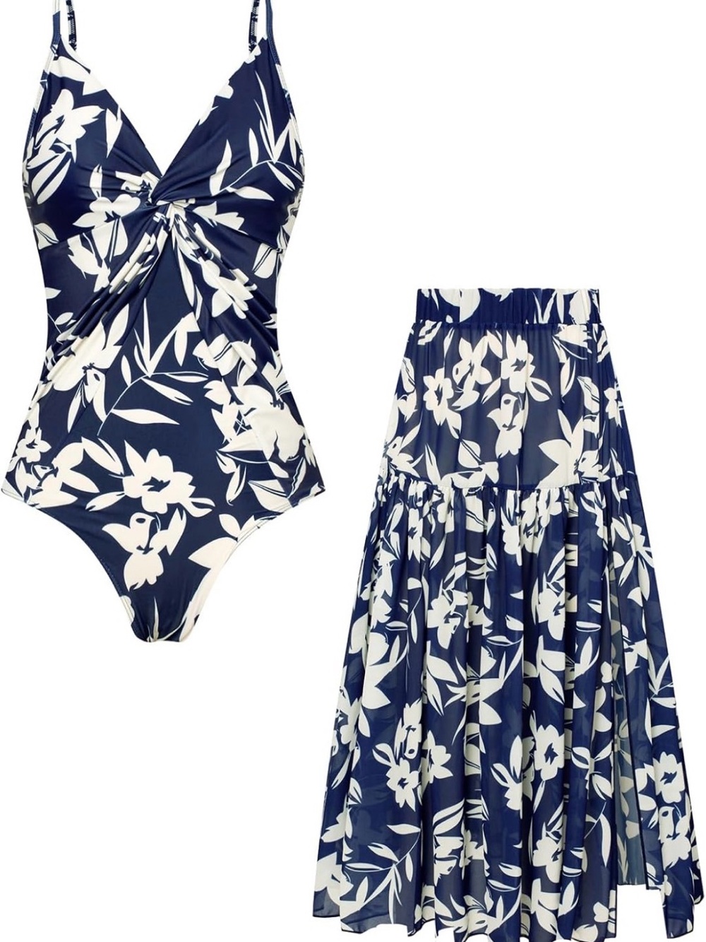 NWT Grace Karin 2-Piece Swimsuit & Cover-Up Skirt Set Tummy Control-Size Medium
